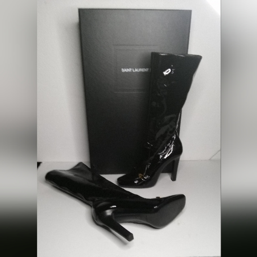 Saint Laurent Lala Patient Leather Boots - Picture 3 of 14
